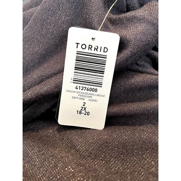 Torrid Women's Sparkle Knit Gray Drop Shoulder Sweatshirt, 2, 2X, 18-20 - Picture 6 of 7